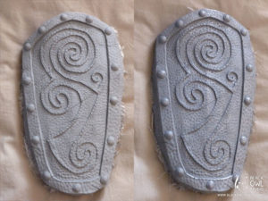 Armor before and after steel wool polishing
