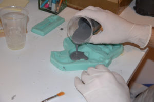 Cold casting in a silicone mold