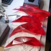 Flames made in transparent resin for the Mulhouse PGS trophies