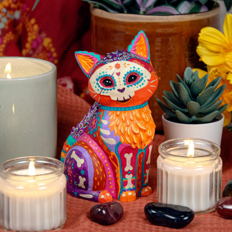 Sugar Skull Cat Custom Color Black Owl Studio